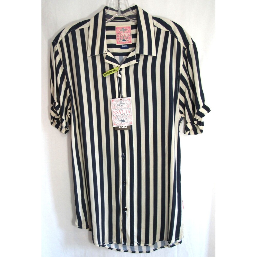 RSVLTS Blue & White Striped Nantucket Short Sleeve Button Down Shirt Small NWT